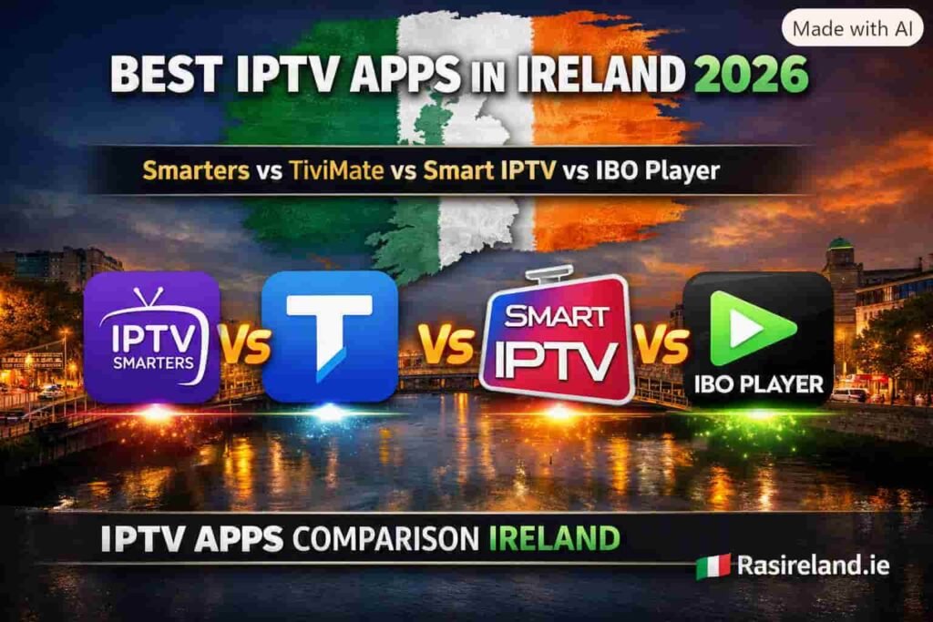 Best IPTV apps in Ireland 2026 — IPTV Smarters, TiviMate, Smart IPTV and IBO Player compared