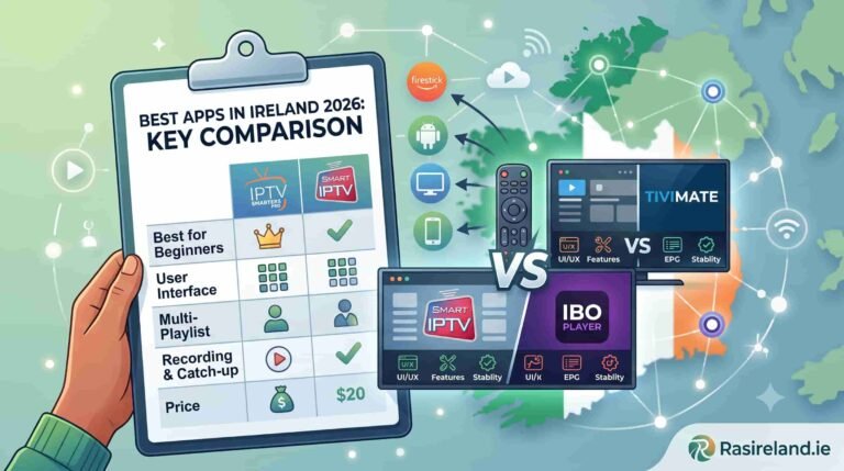 Best IPTV apps in Ireland 2026 — IPTV Smarters, TiviMate, Smart IPTV and IBO Player compared